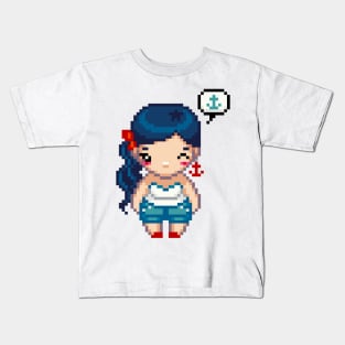 Hello Sailor Pixel Art Girl Kids T-Shirt